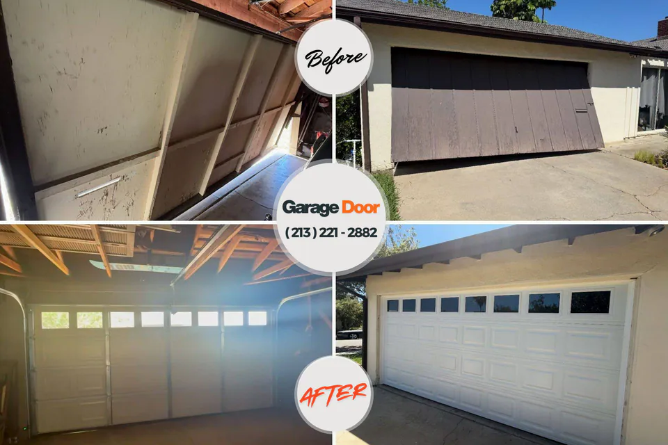 Before and after: garage door repair Cedarville, AR